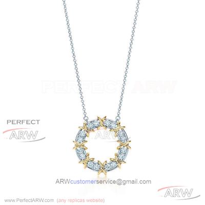 AAA Replica Tiffany X Diamond Circle Necklace